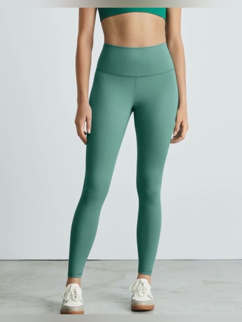 Everlane Perform 24/7 Dark Mint Green High Rise Ankle Leggings EUC XL #2601